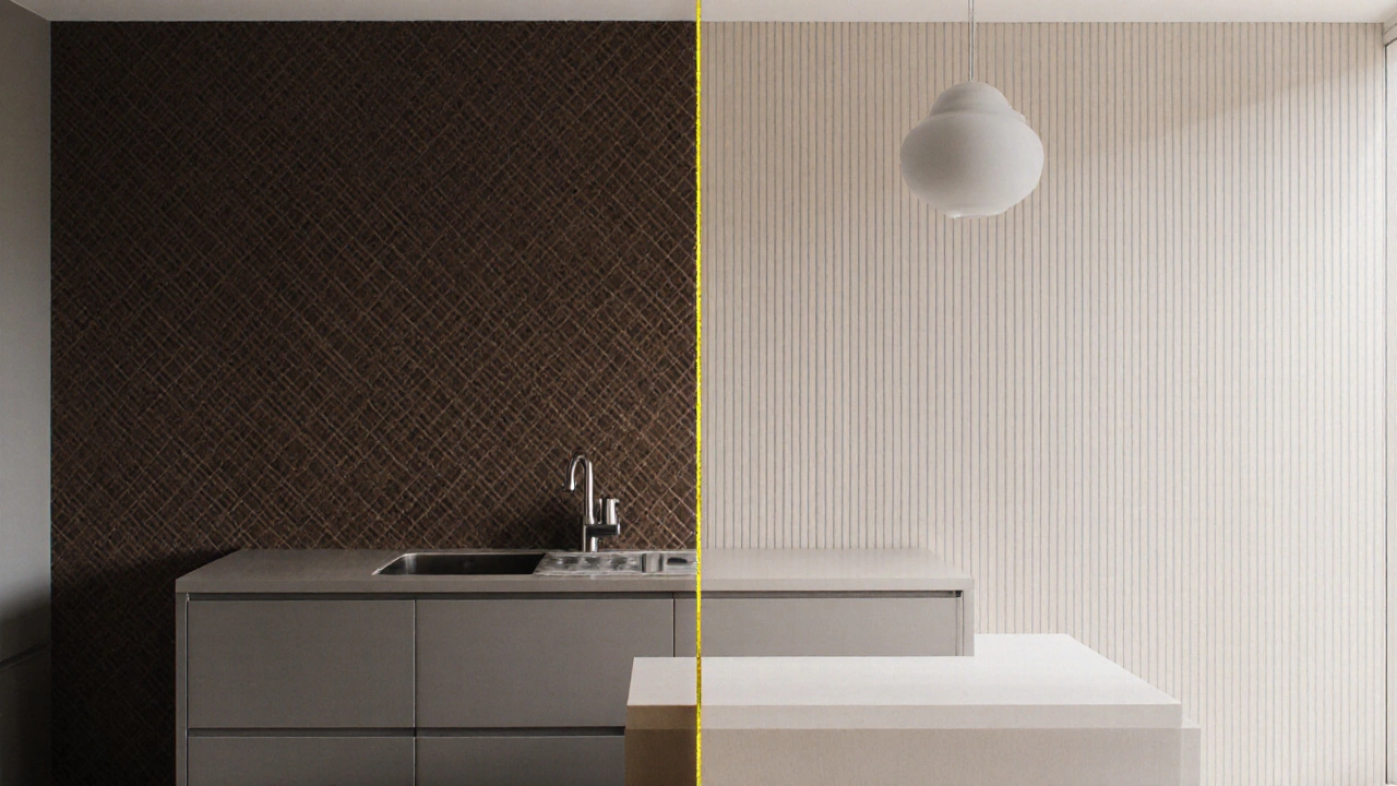 Сравнение темных и светлых обоев: слева тесное пространство, справа — светлое и просторное.