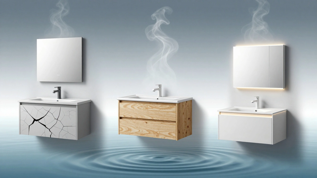 Три типа тумб: поврежденная, надежная и настенная — сравнение для влажной ванной.