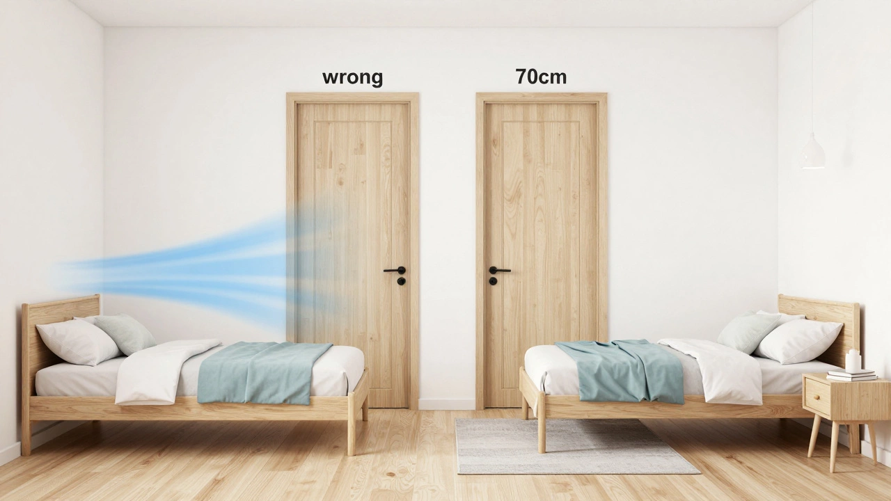 Сравнение правильного и неправильного расположения кровати относительно дверного проема